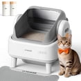 thumbnail image 1 of Oneisall AB01 Automatic Cat Litter Box with 17 Safety Sensors, Open Top Self Cleaning Litter Box for Multiple Cats, Automatic Litter Box White, 1 of 12