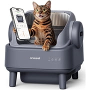 Oneisall CB02 Self Cleaning Litter Box with APP Control, Open-Top Smart Cat Litter Box Rinsable Easy Clean, Safety Protection&11L Large Waste Bin, Automatic Lit