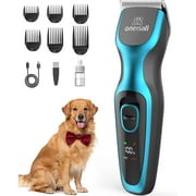 Oneisall DTJ-001 Dog Clippers for Grooming, High Power 7000RPM Low Noise Dog Grooming Clippers with Stainless Steel Blade & 6 Guide Guards, Rechargeable Dog Grooming Kit for Heavy Coats, Grey Blue