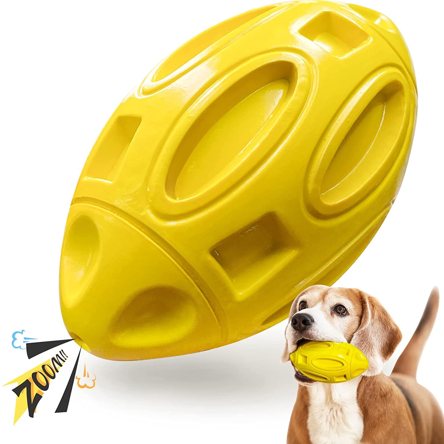 Oneisall Dog Toys for Aggressive Chewers Rubber Football Shape Squeaky Dog Toys for Large Dogs Aggressive Indestructible Dog Toys for Aggressive Chewers Yellow L Walmart