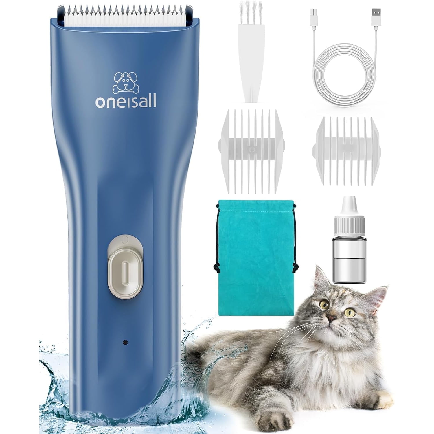 Oneisall LGL006 Cat Grooming Clippers, Cordless Waterproof Quiet