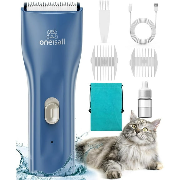 Oneisall LGL006 Cat Grooming Clippers, Cordless Quiet Cat Clippers for Cat Matted Hair - Blue