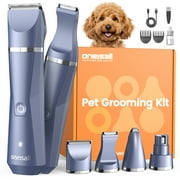 Oneisall N11 Dog Paw Trimmer, 4-in-1 Cordless Dog Grooming Kit, Low Noise Dog Nail Grinder & IPX7 Waterproof Dog Grooming Clippers for Paws, Face, Eyes, Ears, Rump - Blue