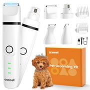 Oneisall N12 Dog Paw Trimmer for Dogs, 4-in-1 Low Noise Cordless Dog Grooming Kit, Body Dog Clipper & Face Dog Clipper & Dog Paw Clipper & Dog Nail Grinder - White