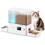 Oneisall PF14 Automatic Cat Feeder and Water Dispenser, 2-in-1 Large Capacity 5L Cat Feeder and 3.5L Gravity Water Dispenser for Pets, Timed Cat Feeder for Dry Food, White