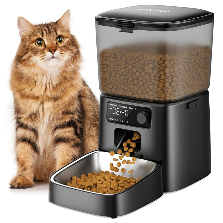Oneisall Automatic Cat Food Dispenser, Cups, Programmable
