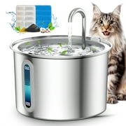 Oneisall PWF-001 304 Stainless Steel Cat Water Fountain, 2L Water Fountains for Cats Indoor - Silver