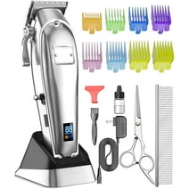 Oneisall Professional Dog Grooming Clippers Kit, 2 Speed Heavy Duty Cordless Hair Shears Trimmers for Thick Heavy Coats,with Metal Blade for Dogs Cats Animals, All Metal Design Pet Clippers Electric