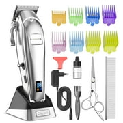 Oneisall Professional Dog Grooming Clippers Kit, 2 Speed Heavy Duty Cordless Hair Shears Trimmers for Thick Heavy Coats,with Metal Blade for Dogs Cats Animals, All Metal Design Pet Clippers Electric