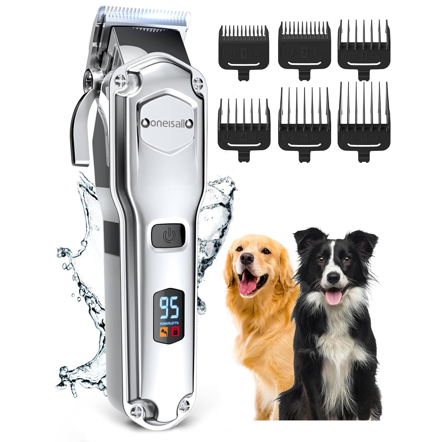Oneisall RFC676 Dog Clippers for Grooming, Low Noise 2000mAh Rechargeable Dog Grooming Clippers