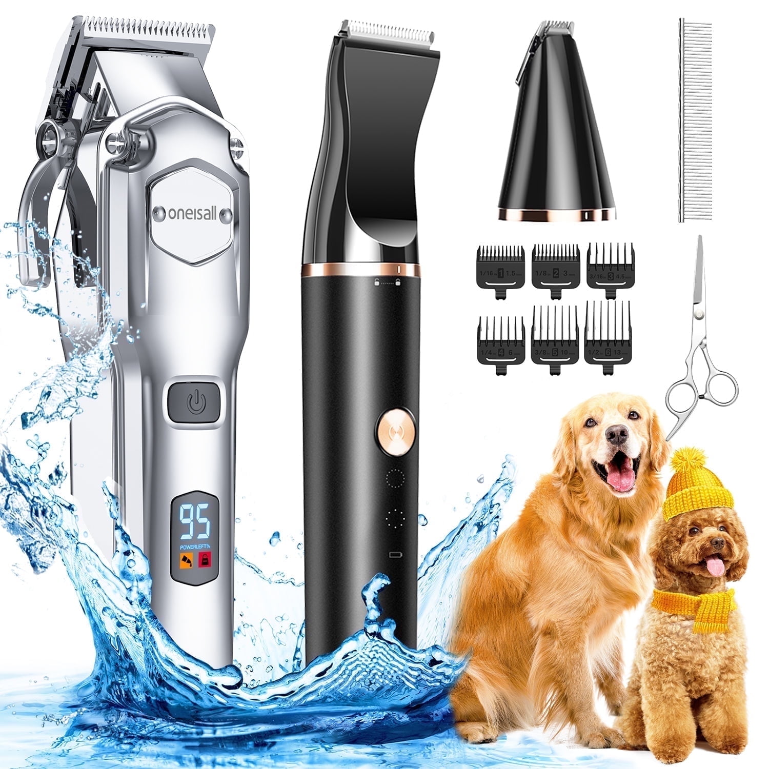Oneisall Dog Grooming Kit with Waterproof Cordless Clippers