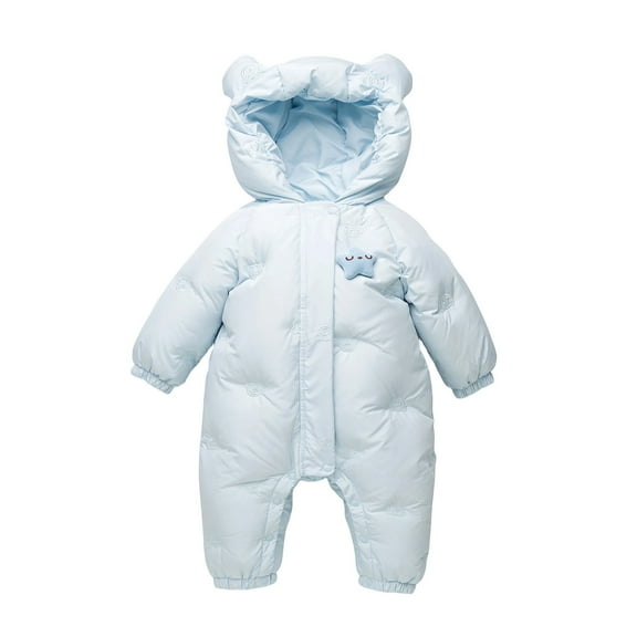 Oneises For Toddler Boys Girls Bear Ears Hooded Full Zip Long Sleeve Jumpsuit Cute Comfy Thermal Snowsuit (9 Months, Light Blue)