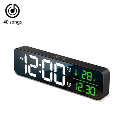 Onekawa 10.4" Digital Alarm Clock - Adjustable Brightness, Large LED Display, Dual Alarms, Temperature Sensor, 12/24 Hour Format & Snooze - Plug-in Bedside Clock for Bedroom & Nightstand Use