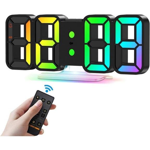 Onekawa Alarm Clock with Remote Control, 9 Inch LED Alarm Clock - Dimmable, Adjustable Brightness, Snooze, Silent Mode, USB Powered, Easy to Read, Modern Digital Clock for Bedroom, Living Room, Offic