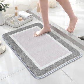 Onekawa Bath Mat - Soft Absorbent Microfiber Non Slip - 16 x 24 in Gray