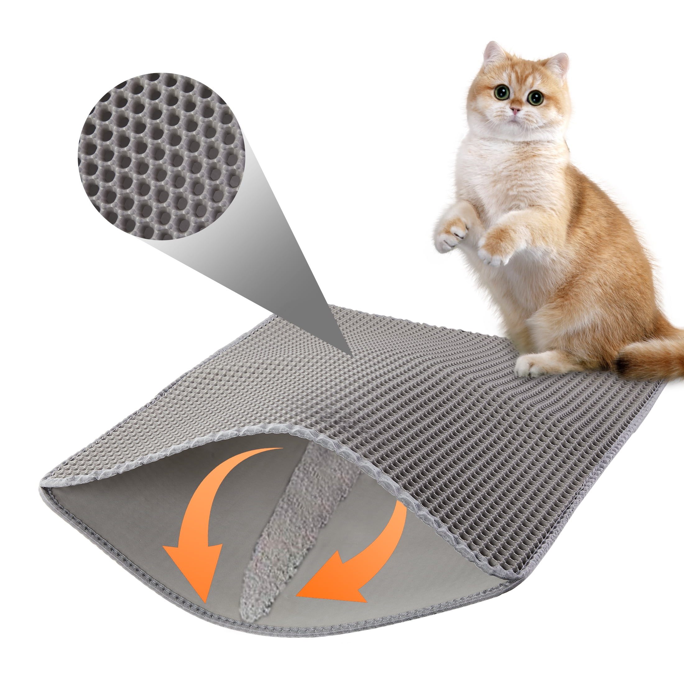 Onekawa Cat Litter Mat, Double Layer Waterproof Litter Box Mat Urine ...