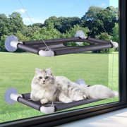 Onekawa Cat Window Perch, Large Double-Layer Cat Hammock, Window Sill Perch for Cats, Indoor Window Mounted Cat Bed Cat Shelf for Rest