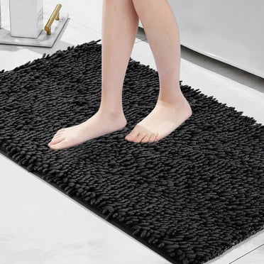 Onekawa Door Mats for Indoor,Mats for Bathroom, Kitchen, and Shower Floor with Good Water Absorption,Non Slip Thick Washable,Black Medium 32"X20"