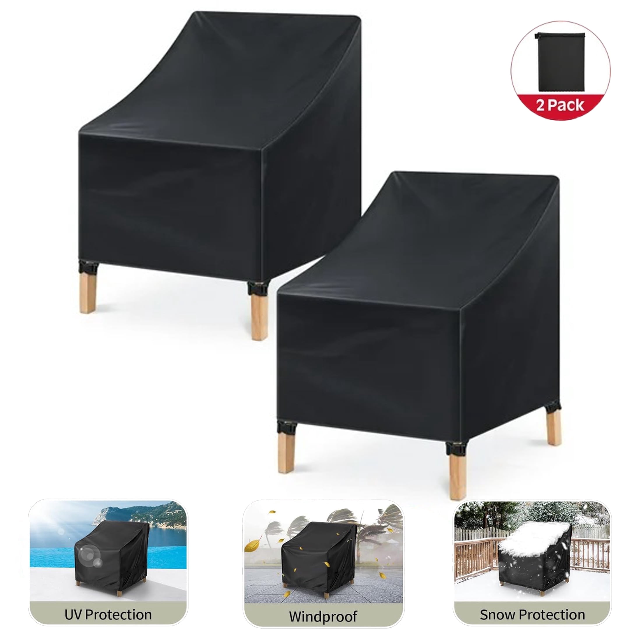 Onekawa Patio Chair Covers Waterproof - Lawn Chair Covers Heavy-Duty Oxford Cloth, Large Seat ...
