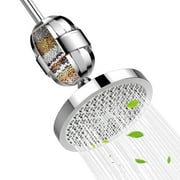 Onekawa Shower Head with filters, 15 Stage Shower Filter Combo,Hard Water Softener Showerheads,6” Round Showerhead,Silver