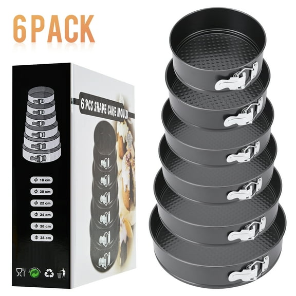 Onekawa Springfrom Pan Set for Baking,Nonstick Cake Pan 6 PCS (7/7.5/8.5/9.5/10/11 Inches),Leak-proof Cake Pan With Removable Bottom,Cheesecake Pan,Round Cake Pan-Black