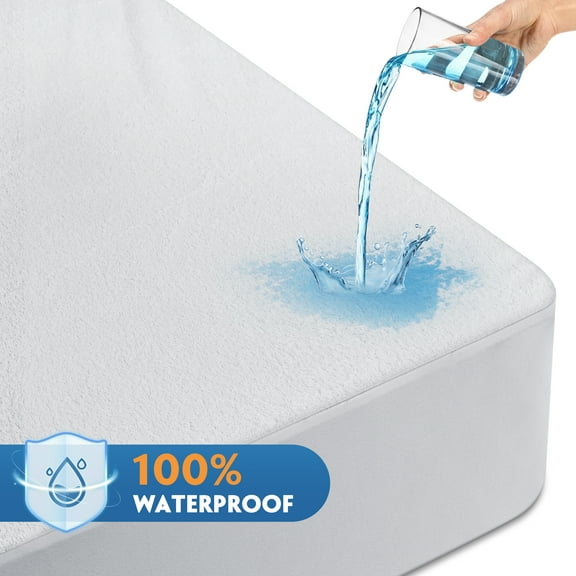 Onekawa Waterproof Mattress Protector Full Size with Elastic Pockets Machine Washable Pure Cotton Bed Covers Dust Mite Mattress Cover