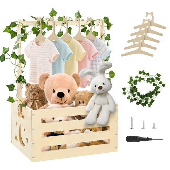 Onekawa Baby Shower Basket for Newborn, Personalized Wooden Baby Box with Handle, Storage Basket for Newborn Essentials,Pregnancy Gift for New Parents