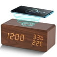 thumbnail image 1 of Onekawa Wooden Digital Alarm Clock with Wireless Charging Stylish LED Display for Bedrooms Adjustable Brightness and Voice Control Alarm Clock Perfect for Desks-Brown, 1 of 9