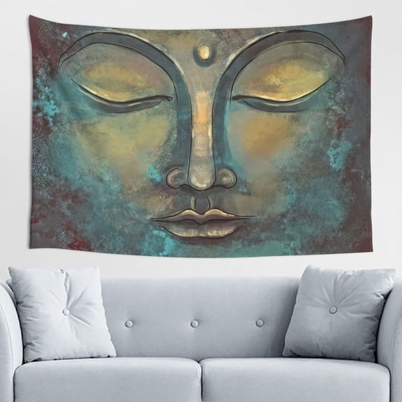 Oneluffy Buddha Tapestry Buddhist Statue Spiritual Wall Decor for Bedroom and Meditation - Zen Art Buddha Tapestry Wall Hanging