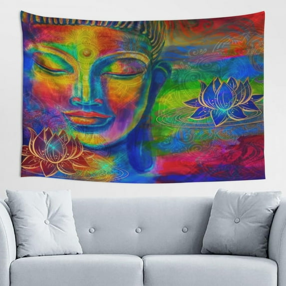 Oneluffy Buddhist Tapestry Buddha Wall Art Wall Hanging Zen Tapestries Hippie Psychedelic Abstract for Bedroom Living Room Meditation Home Decor