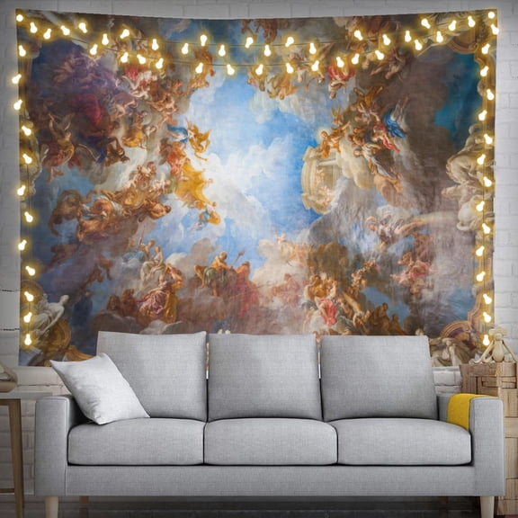Oneluffy Vintage Renaissance Tapestry Paris-Palace Tapestry Ceiling Tapestry Angels Wall Hanging Medieval Room Decor Painting Aesthetic Art Greek Mythology Tapestries Poster for Bedroom Living Room