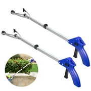Onemayship 32'' Reacher Grabber Tool (2-Pack) - Suction Cup Enhanced for Trash Pickup, Light Bulb Changing & Tight Spaces - Foldable, Ideal for Elderly & Mobility Limited, Durable Extension Stick.