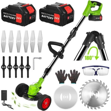 Onemayship Foldable Brush Cutter Cordless Weed Wacker Electric Weed Eater with 2 Large Capacity Batteries &13 Blade for Lawn Garden Yard