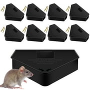 Onemayship Mouse Bait Station, Reusable Indoor Outdoor 8 Pcs Set Children & Pet Safe Traps House Keyed View Window (Black)