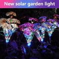 thumbnail image 1 of Onemayship Outdoor Solar Garden Stake Lights - 2 Pack Solite Solar Powered Lights with 8 Lily Flower, Multi-color Changing LED Solar Stake Lights for Garden, Patio, Backyard (Purple and White), 1 of 6