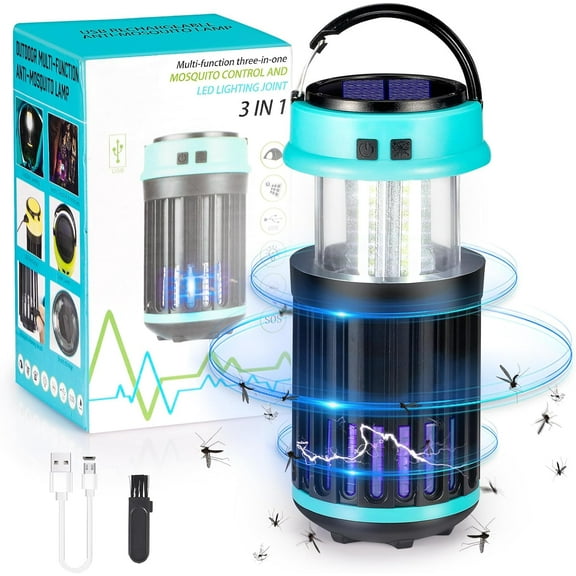 Onemayship Portable Solar Bug Zapper Mosquito Killer with Camping Light & SOS Signal, USB Charge, Waterproof & Easy to Clean
