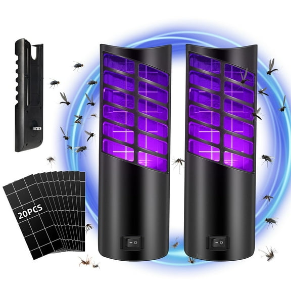 Onemayship Safe & Efficient Bug Zapper - Indoor Flying Insect Trap with 21 Purple Light Beads - Enjoy an Insect-Free Environment (2 Devices+20 Refills)