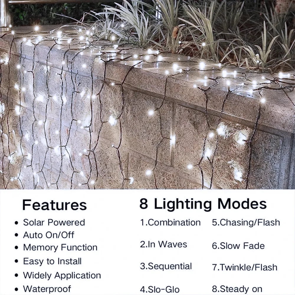 Onemayship Solar String Lights with 8 Modes - Easy to Install and Auto ...