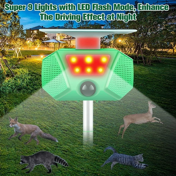 Onemayship Upgrade Animal Repeller Ultrasonic Solar Power Outdoor Pest Cat Mice Deer Sensor