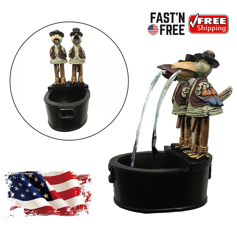 OnemayshipOnemayship Outdoor Yard Crow Water Fountain Garden Art Decor