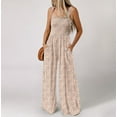thumbnail image 1 of Onepieces Jumpsuit Clearance, Women's and Women's Plus Floral Jumpsuit with Pocket, Sleeveless Jumpsuit Fit Size M,Beige, 1 of 6