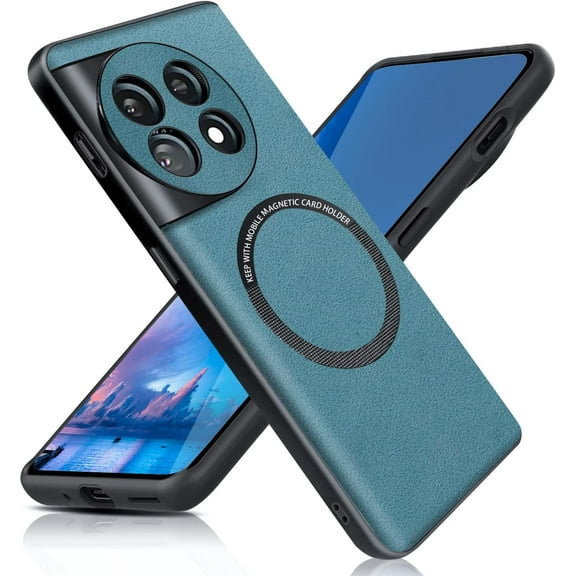for Oneplus 11 Case, Dual Layer Shockproof with Hard PC Back, [Military Grade Drop Tested] [Strong Magnet Car Mount] Slim Full Protective Cover for Oneplus 11 Green