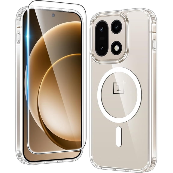 for Oneplus 15 Clear Case One Plus Compatible with Magsafe | Screen Protector, Military Grade Drop Protection, Slim Magnetic Phone Cases, Shockproof Bumper, Transparent Cell Cover