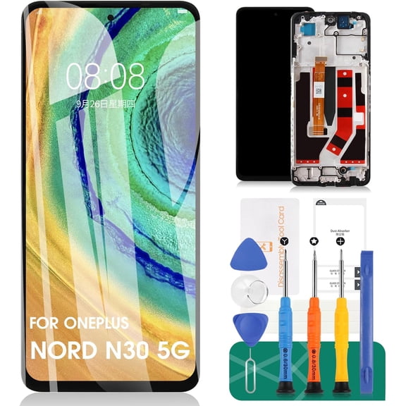 for Oneplus Nord N30 5G Screen Replacement for Oneplus Nord N30 5G LCD Screen Digitizer Repair Kits for Oneplus Nord N30 5G CPH2513 Touch Screen Display Assembly Replacement with Frame CPH2515