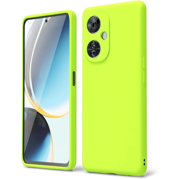for Oneplus Nord N30 5g Phone Case Liquid Silicone Grip, Fluorescent Bright Solid Color, Cute Thin Slim Soft Rubber TPU Plain Smooth Gel Matte Protective Cover Women Girl, Neon Green