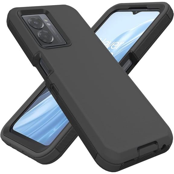 Oneplus Nord N300 5G Case, Heavy Duty Protective Case Dustproof Shockproof Protection 3 in 1 Rugged Cover for Oneplus Nord N300 5G (Black)