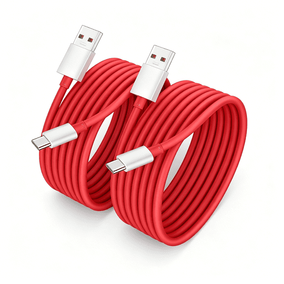 for Oneplus USB C Cable 80W for Super-vooc Charging, 2-Pack 6.6ft 10A USB A to USB-C Cable for OnePlus 15/13/12/12R/11 5G/10 Pro/Nord 4, High Speed Type-C Charging Cord & Data Transfer, Red