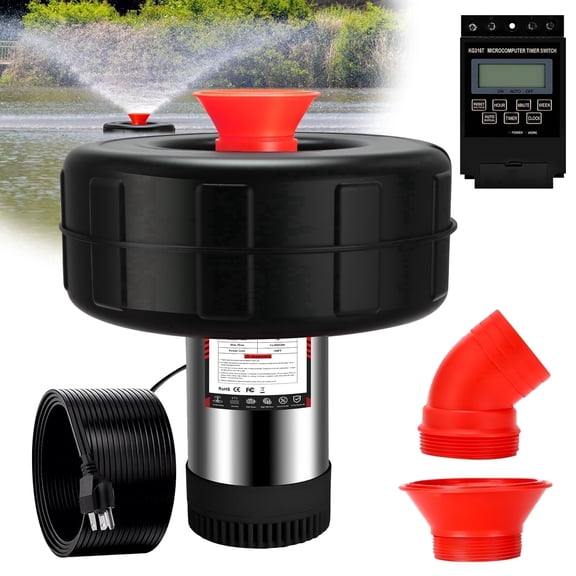Burnvale Pond Fountain Aerator for Large Pond, 1HP 15000 GPH, 110V with Timer, 1 Pack