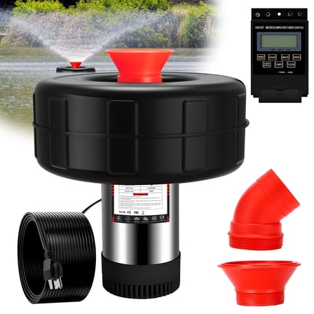Burnvale Pond Fountain Aerator for Large Pond, 1HP 15000 GPH, 110V with Timer, 1 Pack