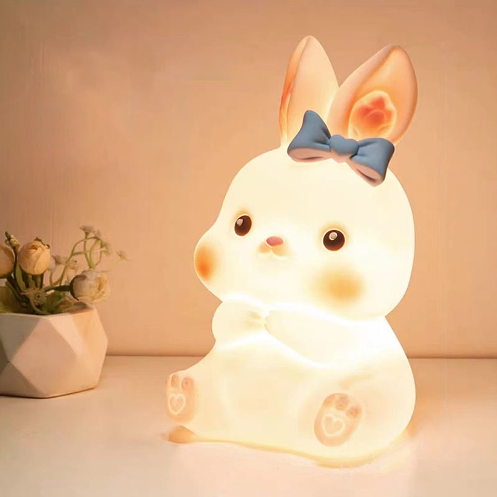 Oneshit Cute Rabbit Silicone Tapping Light USB Port Bedhead Silicone